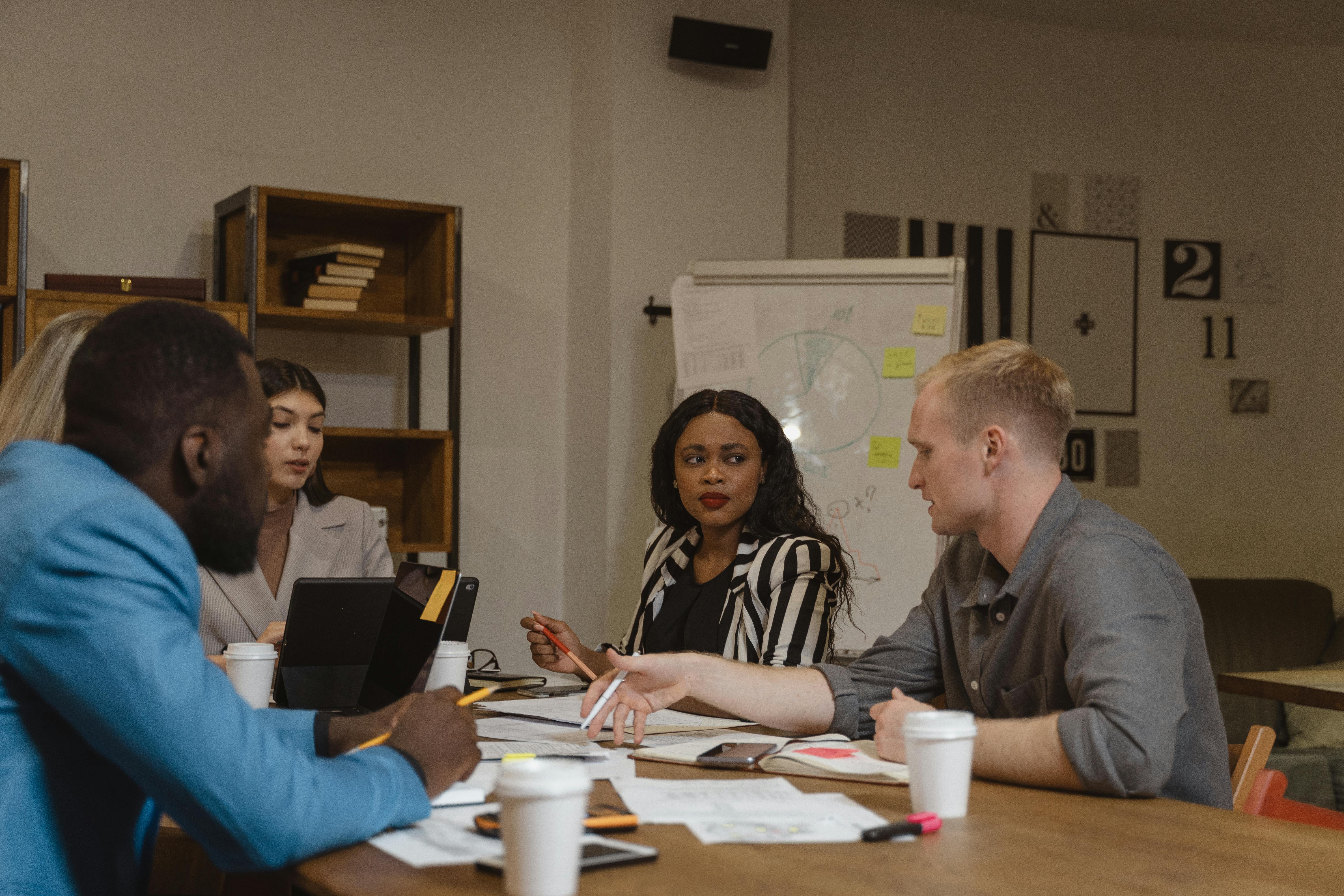 Team in hiring discussion